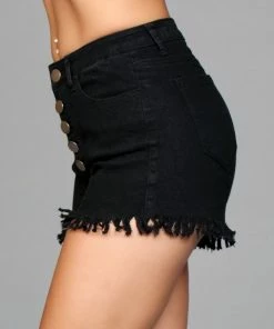 Be Wicked CLOTHING Fringed Button Up Shorts