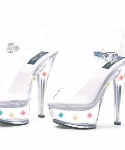 Ellie Shoes 6 Heel Clear Sandal With Multicolor Lights