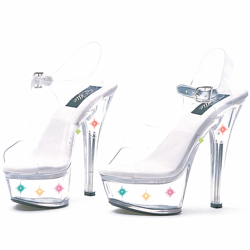 Ellie Shoes 6 Heel Clear Sandal With Multicolor Lights 3 Ellie Shoes 6 Heel Clear Sandal With Multicolor Lights