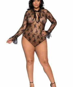 Roma Costume Elegant Long Sleeved Keyhole Teddy With Ruffle Detail & Snap Bottom 16 Roma Costume Elegant Long Sleeved Keyhole Teddy With Ruffle Detail & Snap Bottom