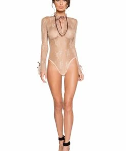 Roma Costume Elegant Long Sleeved Keyhole Teddy With Ruffle Detail & Snap Bottom 13 Roma Costume Elegant Long Sleeved Keyhole Teddy With Ruffle Detail & Snap Bottom