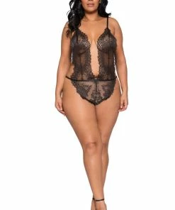Roma Costume Simply Stunning Low Plunge & High Leg Eyelash Teddy LINGERIE