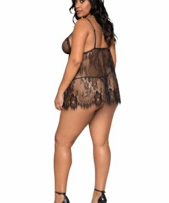 Roma Costume Elegant Eyelash Lace Babydoll With Panty LINGERIE