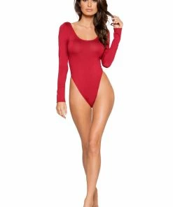 Roma Costume Red Cozy Long Sleeved Bodysuit