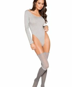 Roma Costume Tops Grey Cozy Long Sleeved Bodysuit