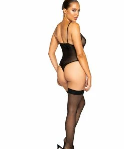 Roma Costume Netted Matte Bodysuit With Garter Set