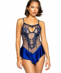 Roma Costume LINGERIE Heart Cutout Teddy With Applique Detail
