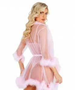Roma Costume LINGERIE Sheer Marabou Robe