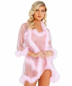 Roma Costume LINGERIE Sheer Marabou Robe