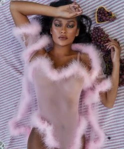 Roma Costume Sheer Marabou Teddy LINGERIE