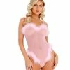 Roma Costume Sheer Marabou Teddy LINGERIE