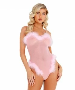 Roma Costume Sheer Marabou Teddy LINGERIE