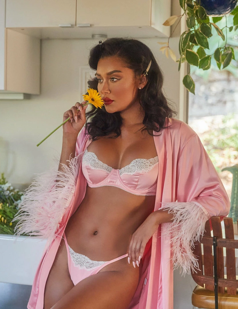 Roma Costume Soft Satin Robe With Ostrich Feathered Trim LINGERIE 3 Roma Costume Soft Satin Robe With Ostrich Feathered Trim LINGERIE