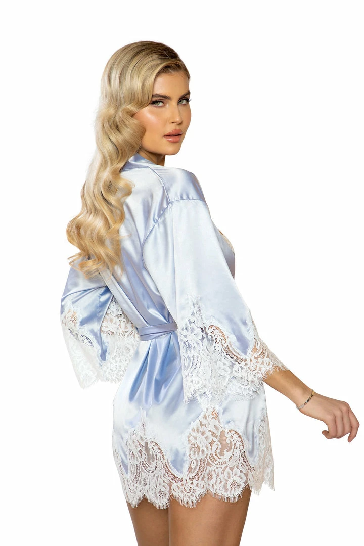 Roma Costume Elegant Cutout Eyelash Lace & Satin Robe 4 Roma Costume Elegant Cutout Eyelash Lace & Satin Robe
