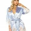 Roma Costume Elegant Cutout Eyelash Lace & Satin Robe
