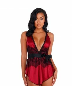 Roma Costume LINGERIE Satin & Lace Babydoll With Tie