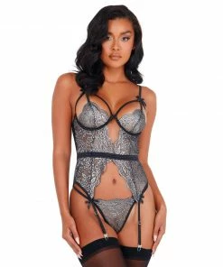 Roma Costume LINGERIE Metallic Bustier Set