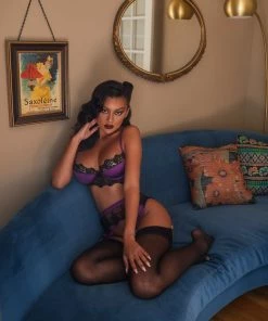 Roma Costume LINGERIE Embroidered Lace & Satin Bralette Garter Set 24 Roma Costume LINGERIE Embroidered Lace & Satin Bralette Garter Set