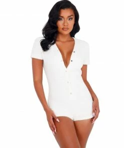 Roma Costume Cozy & Comfy Fuzzy Romper With Snap Closure SLEEPWEAR
