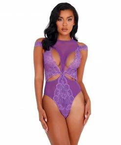 Roma Costume Lace & Mesh Cutout Teddy