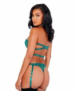 Roma Costume Lacey Criss-Cross Underwired Teddy With Garters