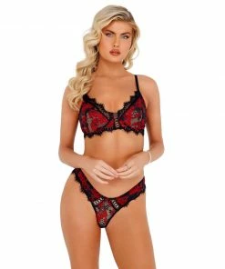 Roma Costume LINGERIE Floral Lace Bralette Set