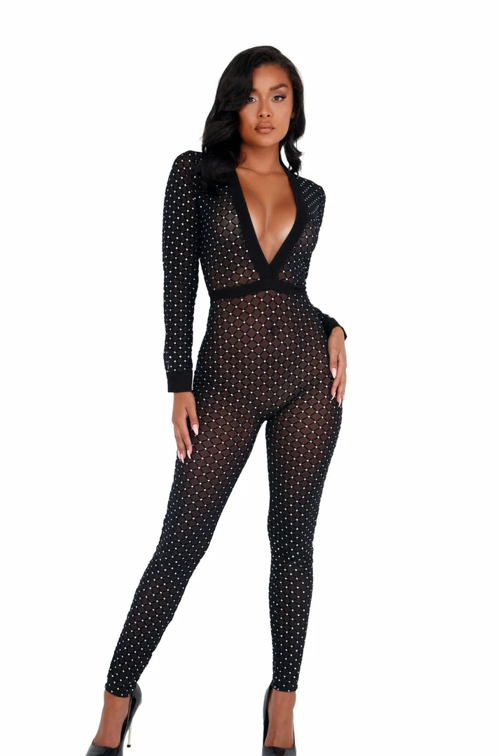 Roma Costume Sheer Glittered Bodysuit With Cuffs 3 Roma Costume Sheer Glittered Bodysuit With Cuffs