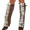 Roma Costume Fur And Suede Lace Up Leg Warmer