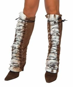 Roma Costume Fur And Suede Lace Up Leg Warmer