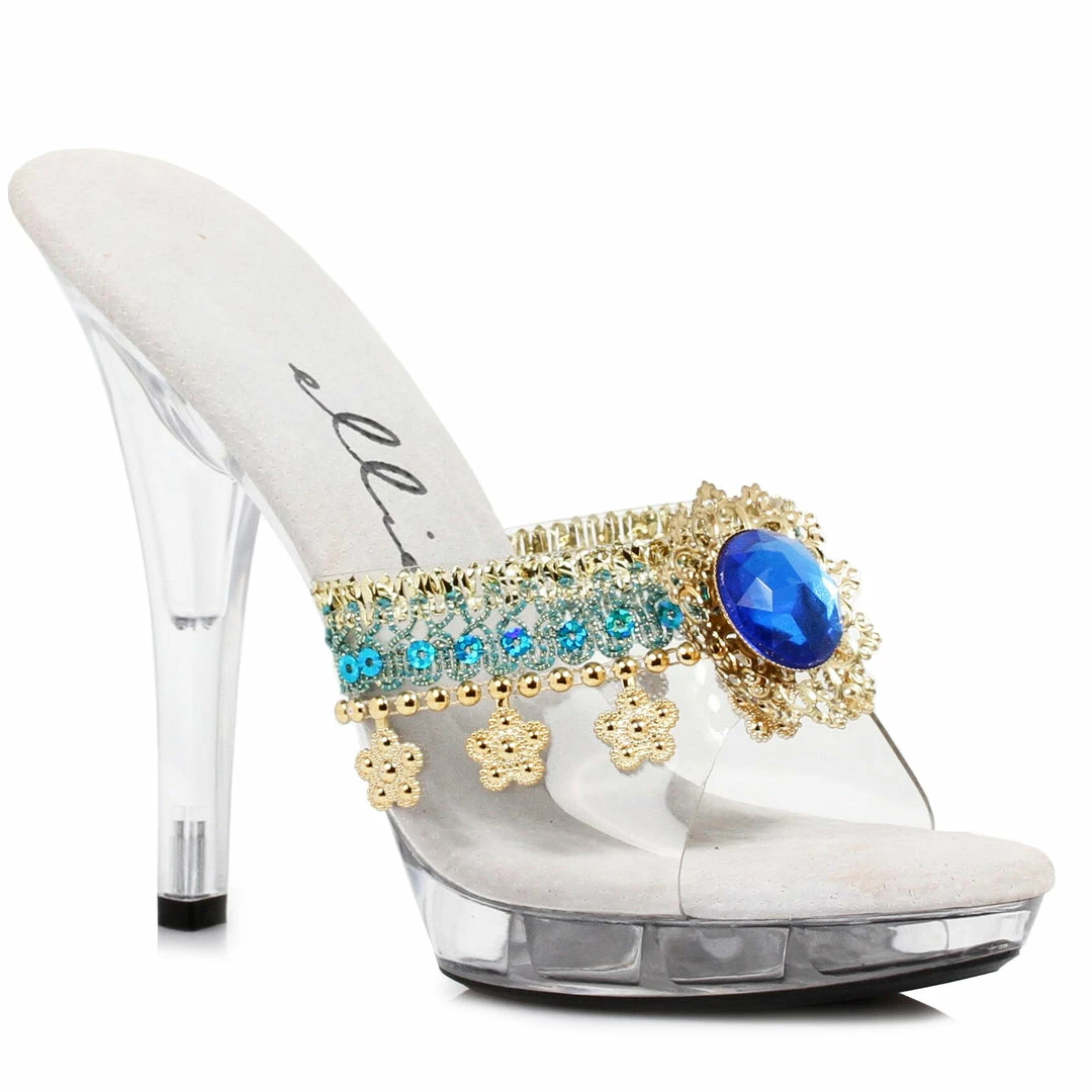 Ellie Shoes 5 Heel Mule With Jewel Charm Details 5 Ellie Shoes 5 Heel Mule With Jewel Charm Details