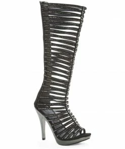 Ellie Shoes 5 Heel Mid Calf Rhinestone Straps