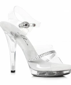 Ellie Shoes 5 Heel Clear Rhinestone Sandal