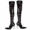 Ellie Shoes Faux Stretch Leather And Patent Thigh High With Ruching 2 Ellie Shoes Faux Stretch Leather And Patent Thigh High With Ruching