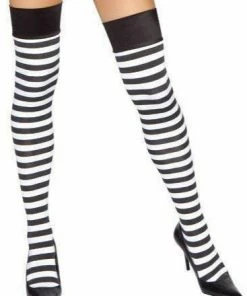 Roma Costume Hosiery Black And White Striped Stockings