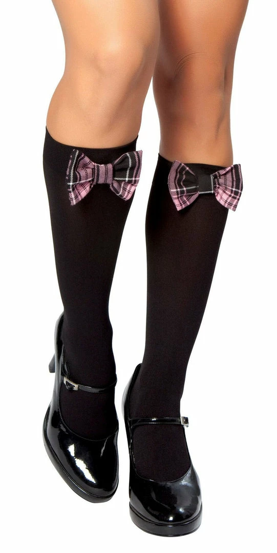 Roma Costume Knee High Stocking With Plaid Bows Hosiery 3 Roma Costume Knee High Stocking With Plaid Bows Hosiery