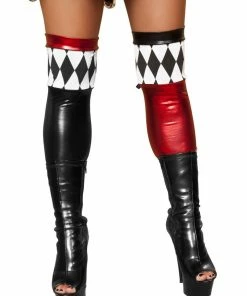Roma Costume Red And Black Metallic Jester Stockings