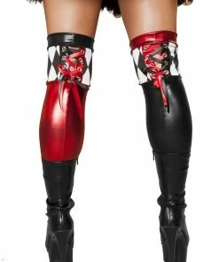 Roma Costume Red And Black Metallic Jester Stockings