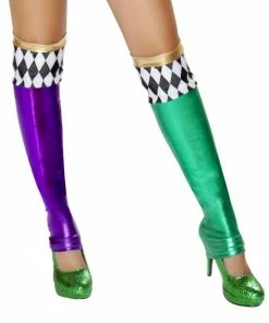 Roma Costume Green/Purple Jester Leggings Costume Accessories