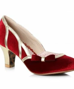 Ellie Shoes Suede Shoe With Piping & Bow Detail