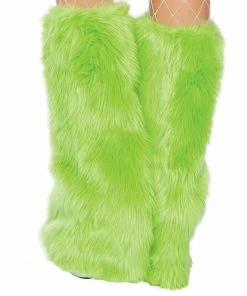 JValentine Faux Fur Legwarmers Light Green Rave Leg Warmers & Wraps