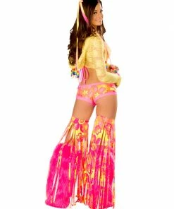 JValentine Rave Leg Warmers & Wraps Print Neon Flower Fringe Leggings