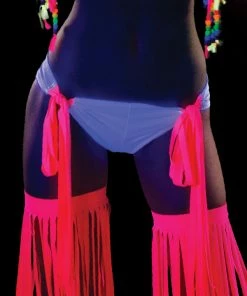 JValentine Fringe White Hot Pink Tie Side Shorts CLOTHING
