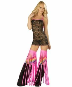 JValentine CLOTHING Lace Dress Black Pink