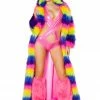 JValentine Faux Fur Rainbow Long Coat