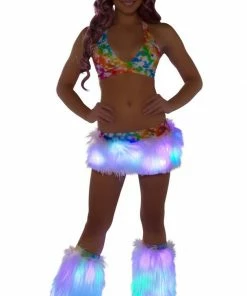 JValentine Multicolor Light Up Fur Skirt And Top CLOTHING
