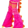 JValentine Pink Dragon Deluxe Legwarmers With Spikes Rave Leg Warmers & Wraps