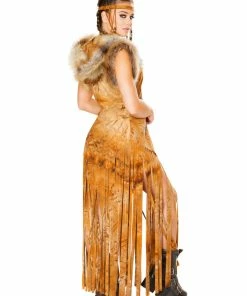 JValentine Faux Suede Rusty Hooded Fringe Duster