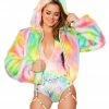 JValentine CLOTHING Rainbow Sherbert Fur Light-Up Cropped Jacket