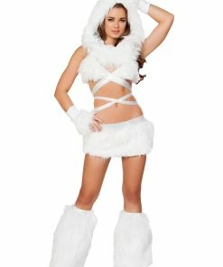 JValentine White Fur Light-up Skirt With White Lights