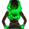 JValentine CLOTHING White Fur Light-up Wrap Top With Green Lights